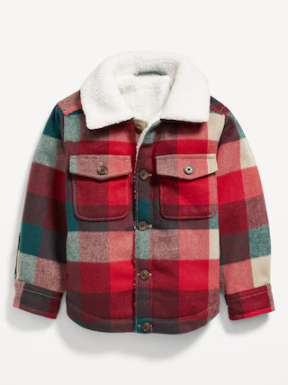 Plaid Sherpa Pocket-Front Shacket for Toddler Boys | Old Navy (US)