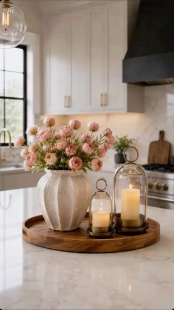 Comment LINK and I’ll send you everything I used to create this centerpiece. 🤍

Creating a centerpiece doesn’t have to be complicated. ✨

pairing a textured ceramic vase filled with soft peonies, layered it with warm candlelight, and anchored everything on a beautiful wooden tray for a look that’s elegant, timeless, and easy to recreate.

It’s amazing how a few carefully chosen pieces can make your kitchen island feel styled and inviting.

#KitchenDecor #KitchenIslandDecor #CenterpieceIdeas #HomeStyling #ModernHomeDecor NeutralDecor KitchenInspo DecorInspiration ElegantHome HomeDecorIdeas InteriorStyling KitchenAesthetic CozyHome DecorLover StyledHome