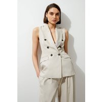 Melange Double Breasted Sleeveless Tailored Blazer | PrettyLittleThing UK