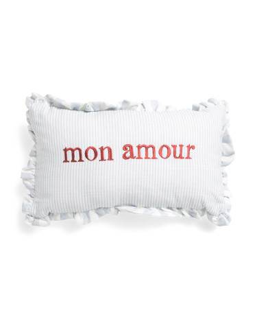 9x16 Mon Amour Embroidered Lumbar Pillow | TJ Maxx