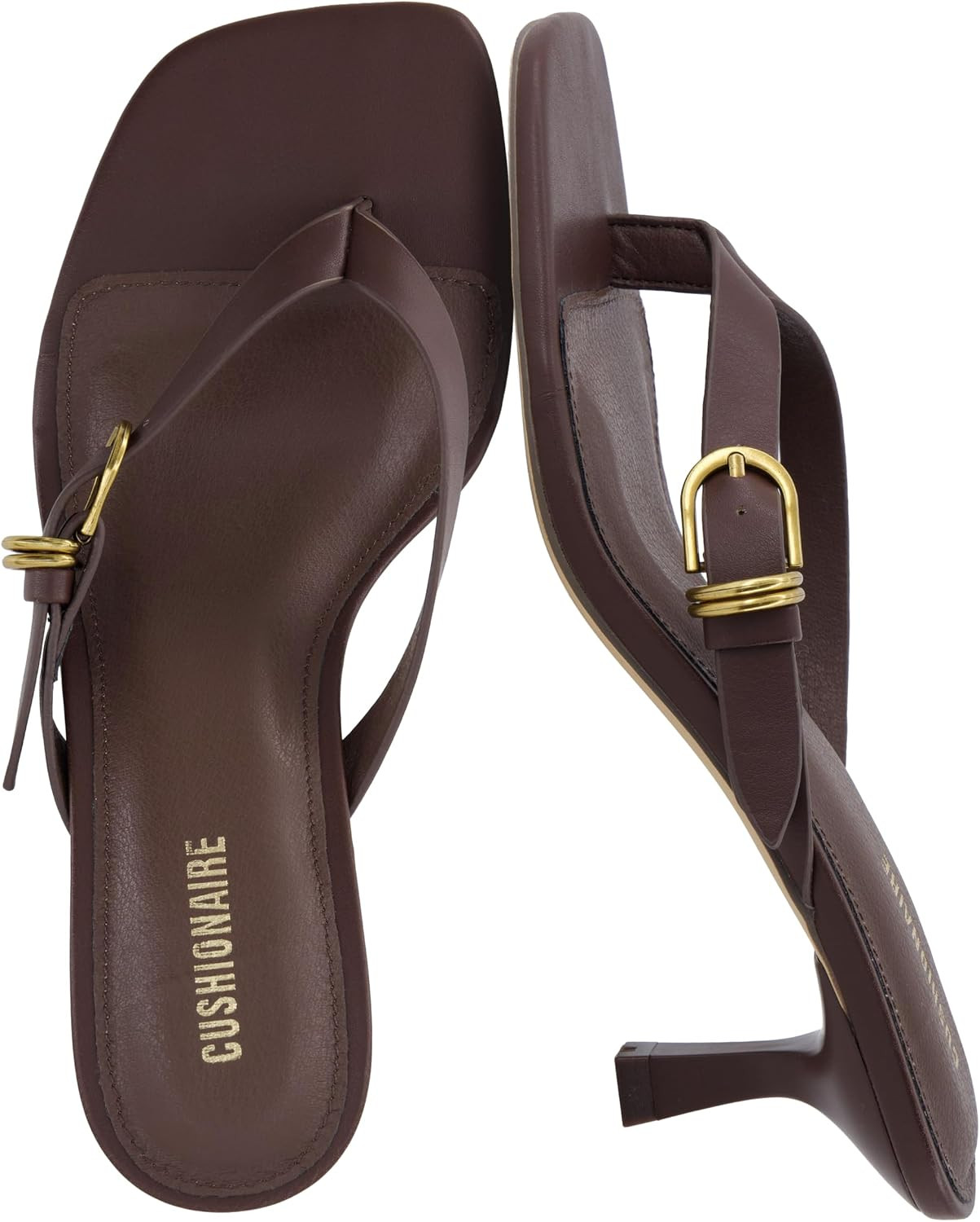 CUSHIONAIRE Marlin Low Kitten Heels for Women, Thong Style Dressy Heeled Womens Sandals with Adjustable Buckle Closure | Amazon (US)