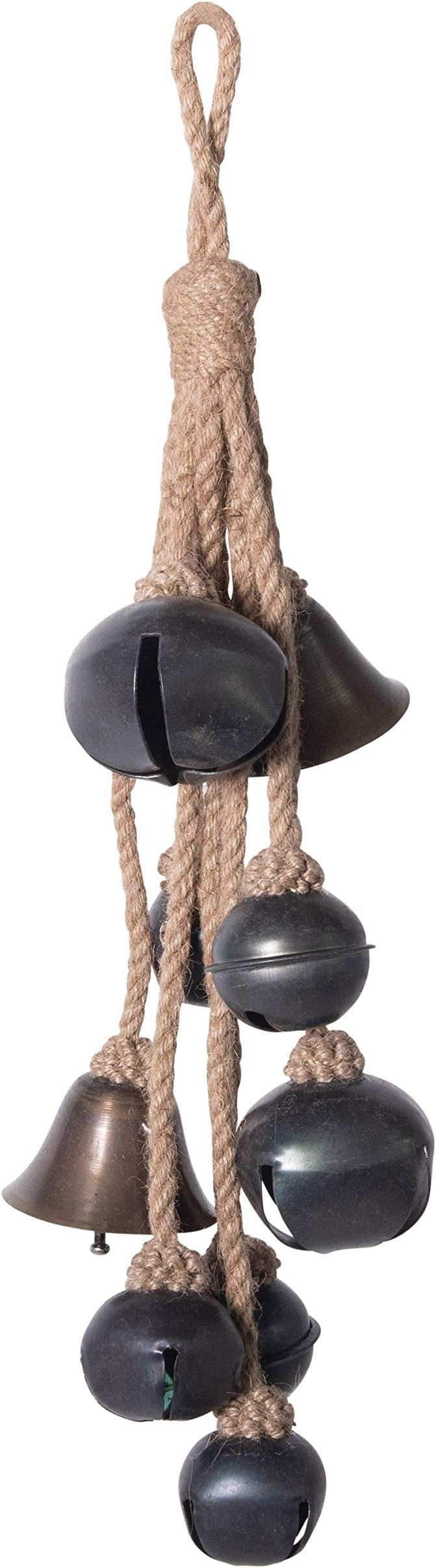 Creative Co-Op Decorative Metal Bells in Various Shapes on Jute Rope Hanger Wall Hangings, Black | Amazon (US)