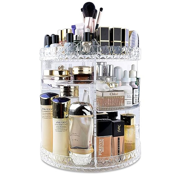 InnSweet 360 Rotating Makeup Organizer, Adjustable Cosmetic Storage Display Case with 8 Layers, L... | Amazon (US)