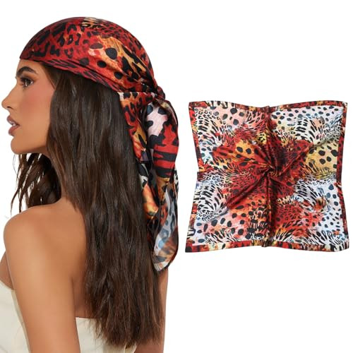 AWAYTR 27.5\u201d Square Satin Head Scarf Hair Scarf for Women's Hair Silk Bandana for Women Silk... | Amazon (US)