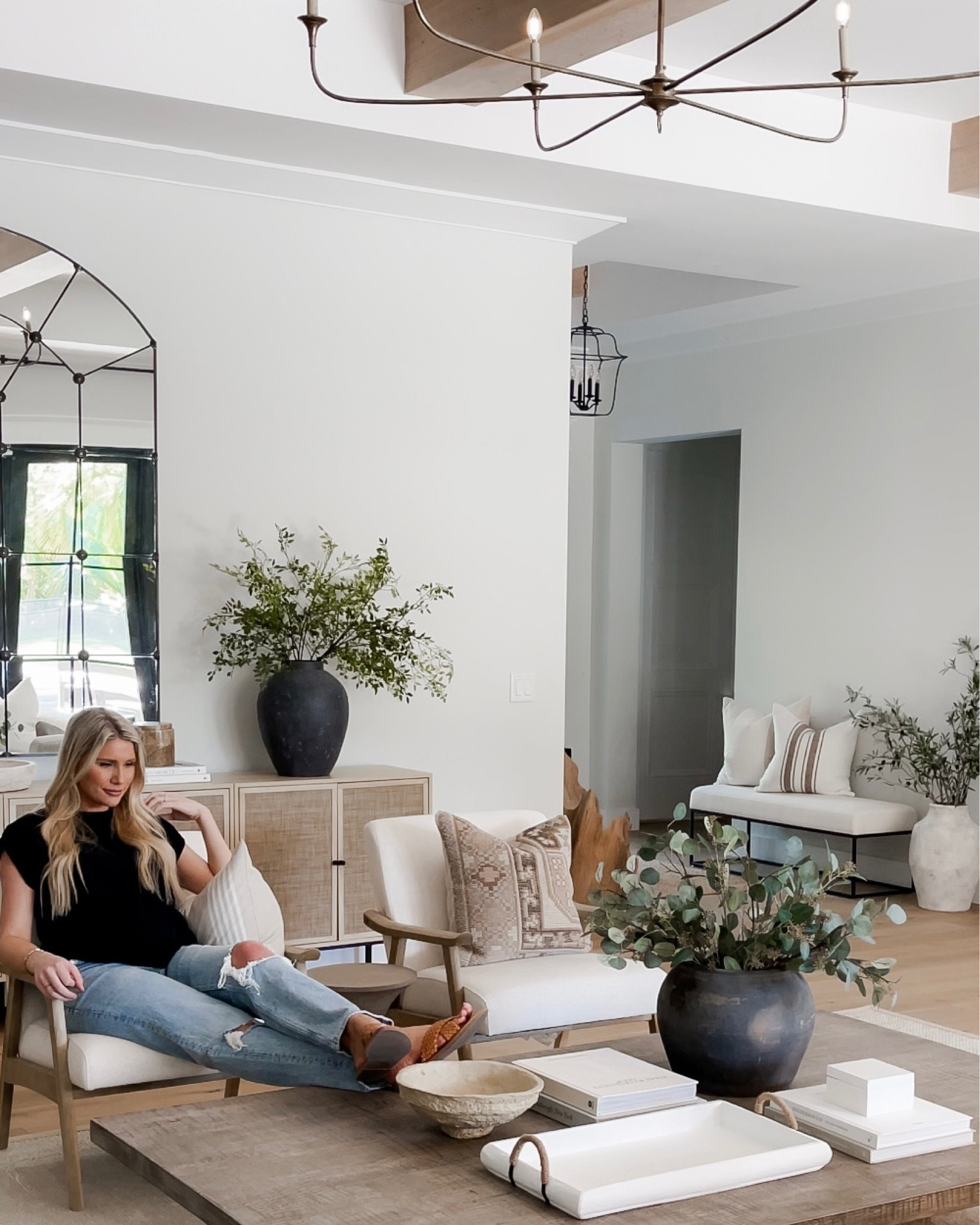 Coffee table, console table, jeans, pillow covers, chandelier, accent chairs, upholstered chairs 

#LTKhome