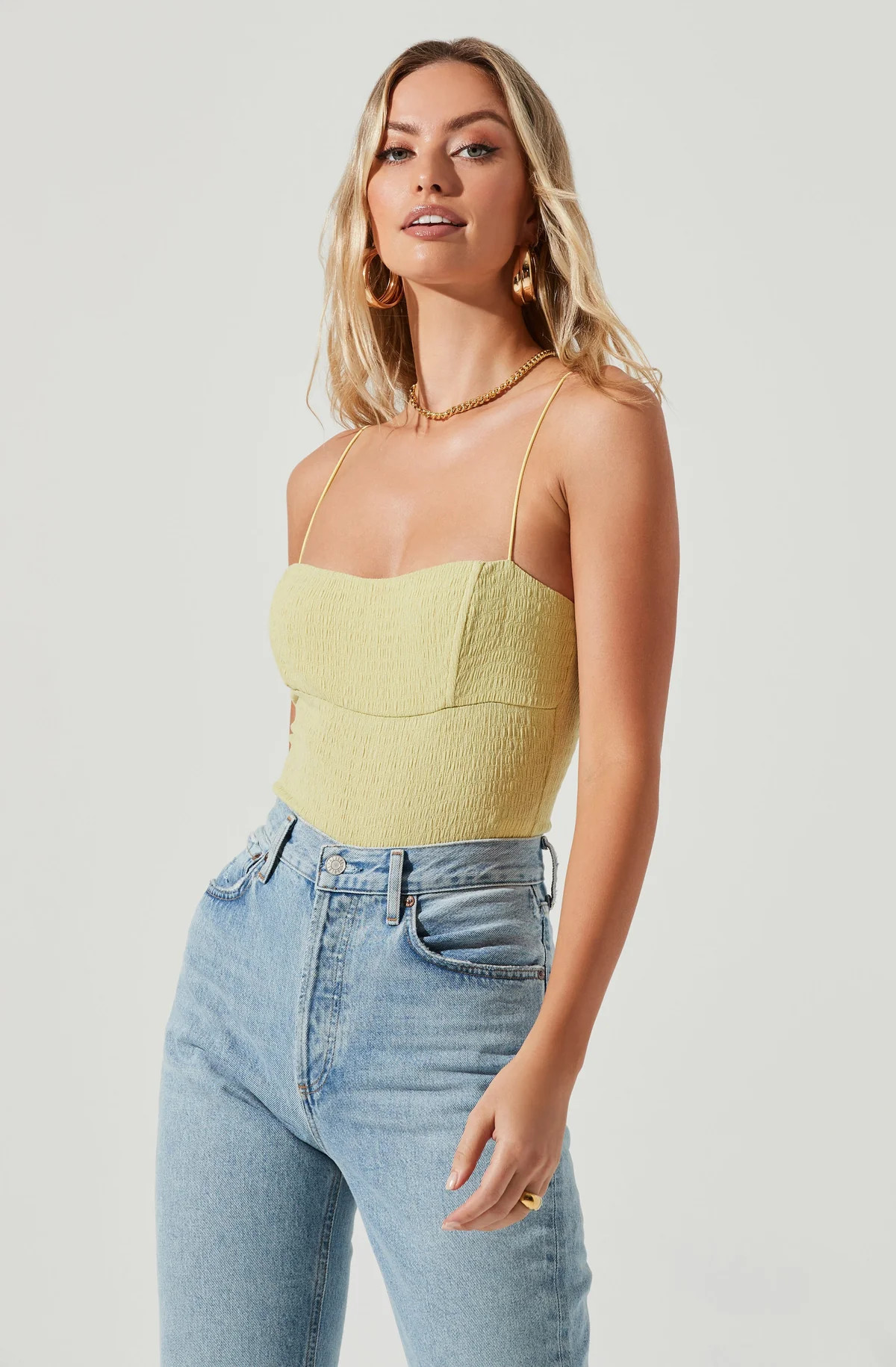 Oslo Square Neck Crinkle Cami Bodysuit | ASTR The Label (US)