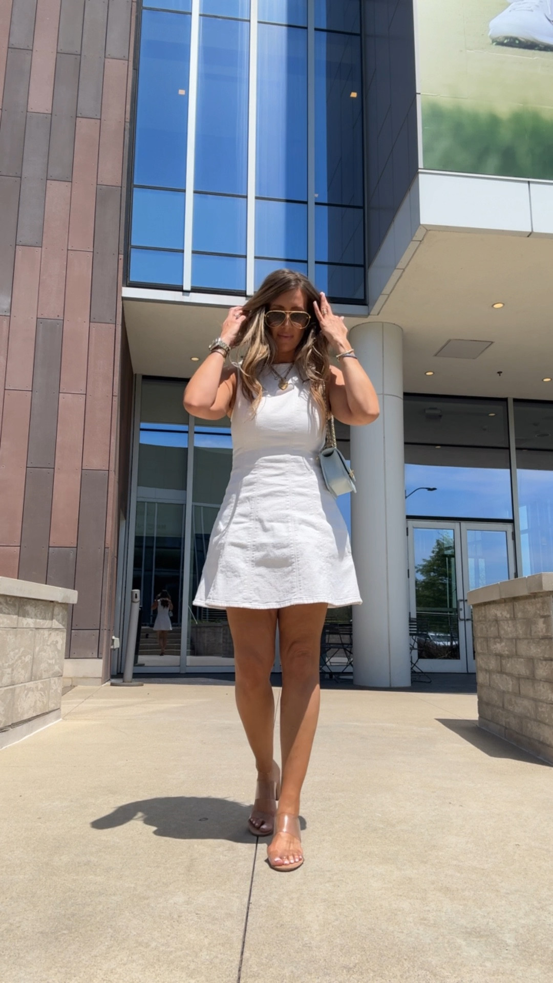 Mother’s Day outfit 
Sz medium white denim dress on sale 

#LTKFindsUnder100 #LTKOver40 #LTKSaleAlert