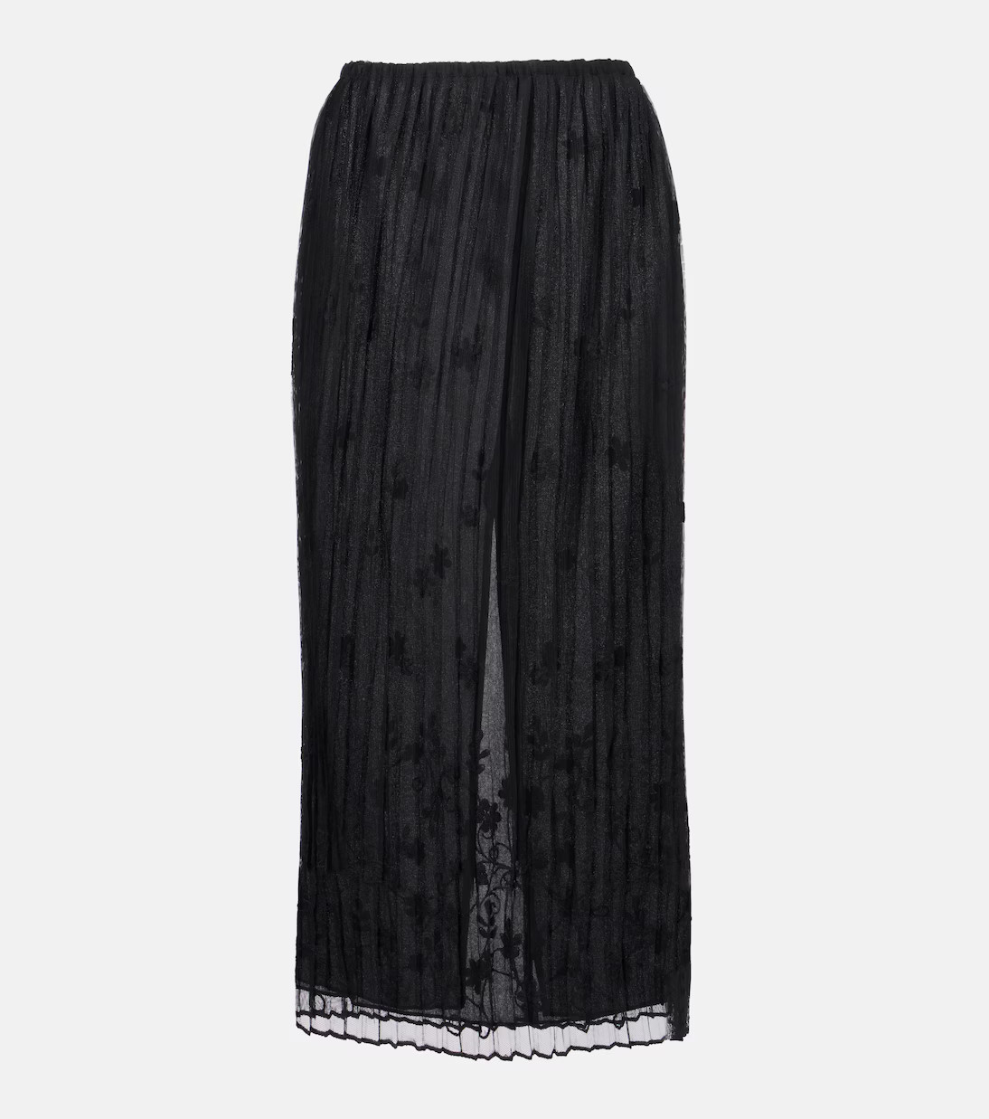 Embroidered plissé tulle midi skirt | Mytheresa (UK)