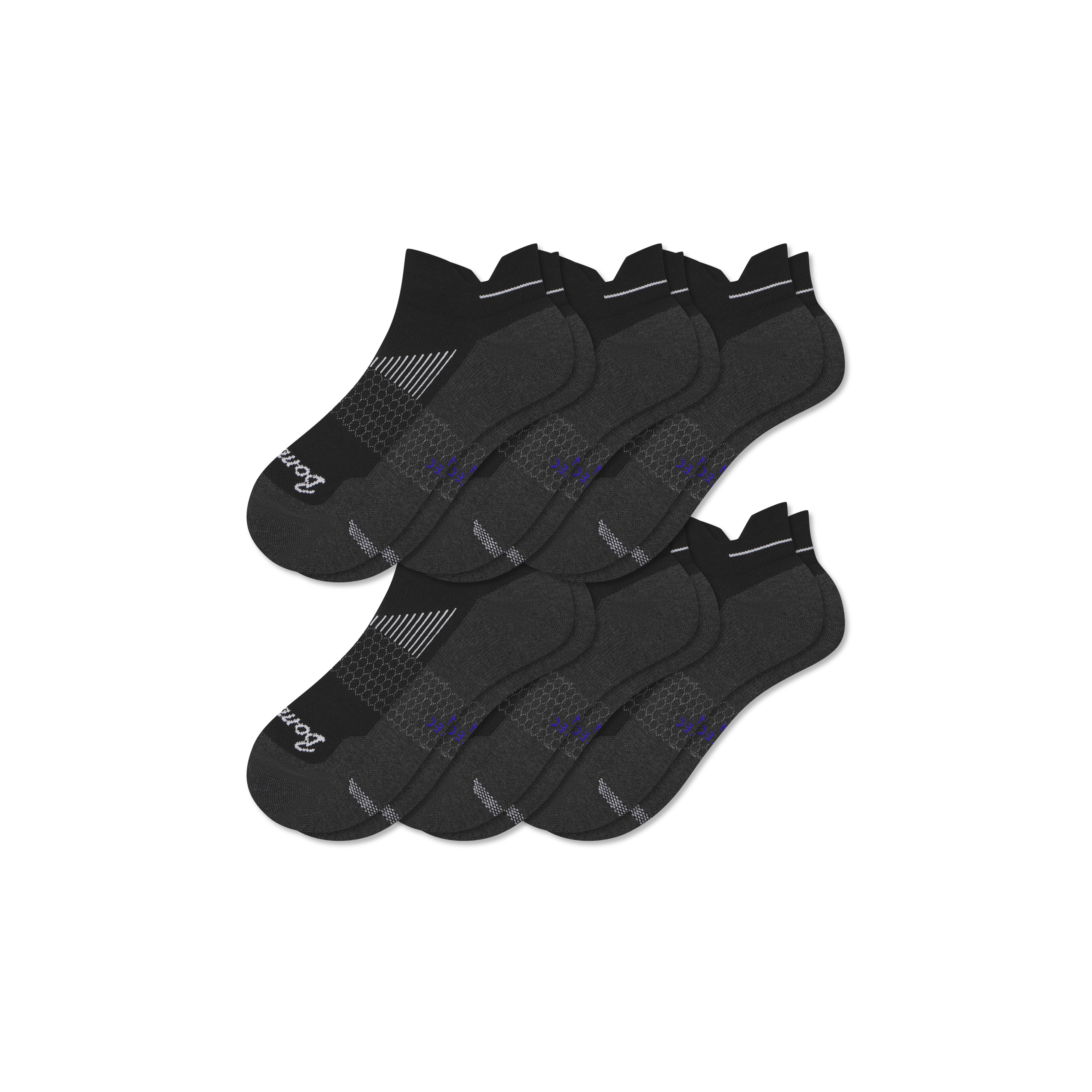 Women's Running Ankle Sock 6-Pack - Black Mix - Large - Cotton Blend - Bombas | Bombas