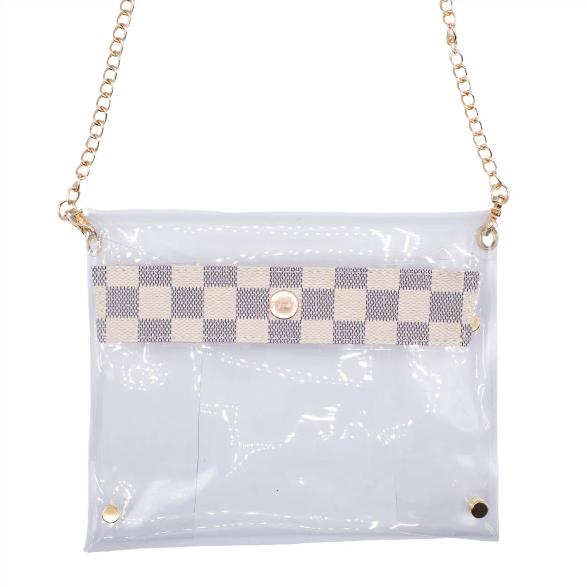 Upcycled LV Damier Azur Large Clear Crossbody Purse | Sparkl