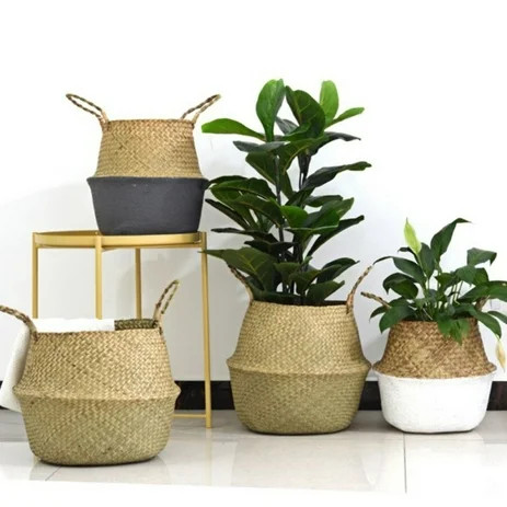 Seagrass Basket with Handles | 3 Sizes | Woven Basket for Plants, Belly Basket, Blanket Holder | ... | Walmart (US)