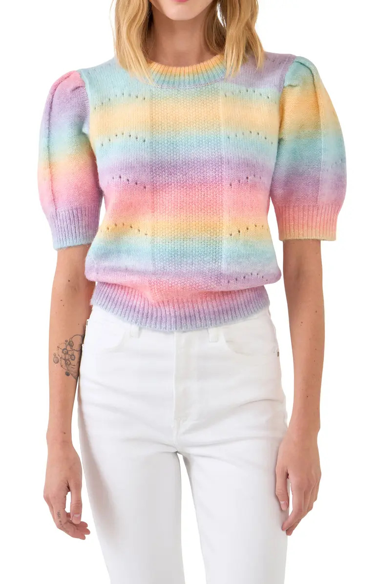 Multicolor Puff Sleeve Knit Top | Nordstrom