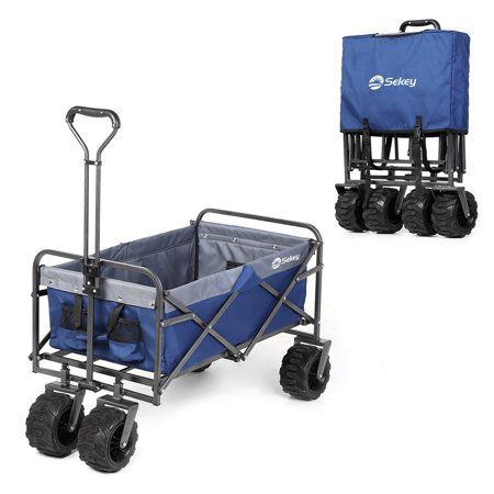 Sekey Folding Wagon Cart Collapsible Outdoor Utility Wagon Heavy Duty Beach Wagon with All-Terrain W | Walmart (US)