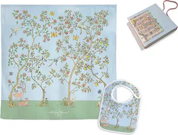 ATELIER CHOUX In Bloom Blue Bib & Swaddle Set | Nordstrom | Nordstrom