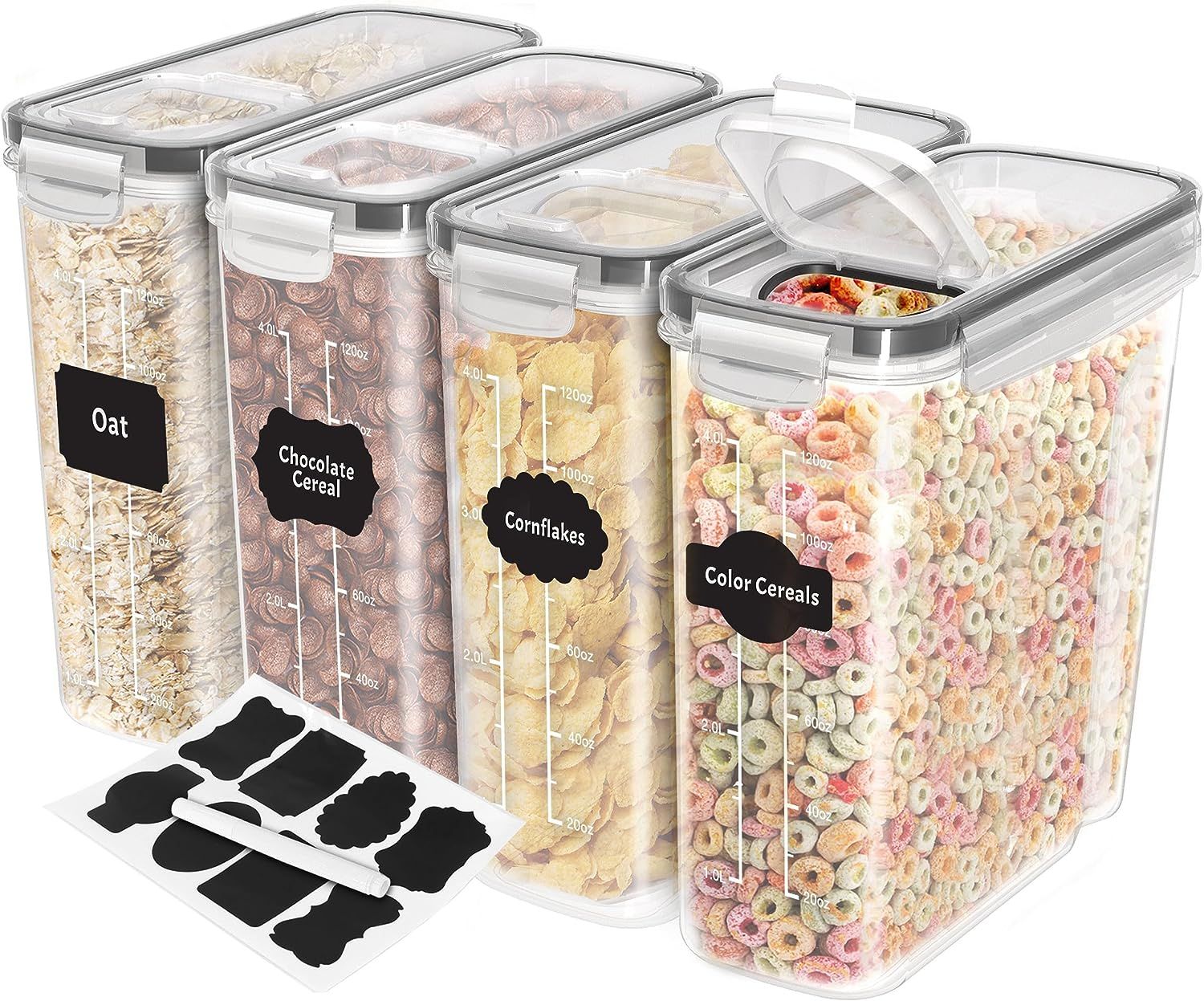 Utopia Kitchen Cereal Containers Storage - 4 Pack Airtight Food Storage Containers & Cereal Dispe... | Amazon (US)