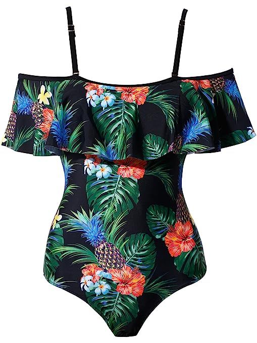 Skylety One Piece Swimsuits Off Shoulder Ruffled Floral Printed | Amazon (US)