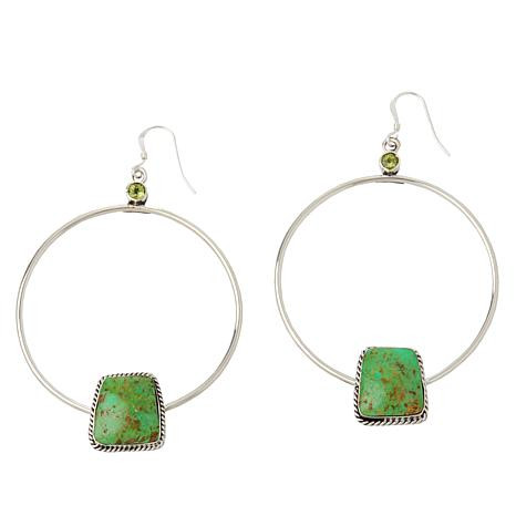 Chaco Canyon Sterling Silver Gemstone Hoop Drop Earrings | HSN