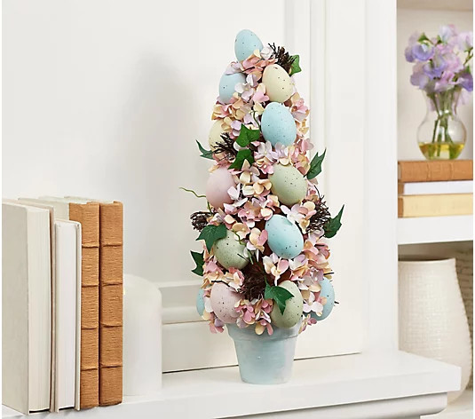 18" Egg and Flower Topiary by Valerie - QVC.com | QVC