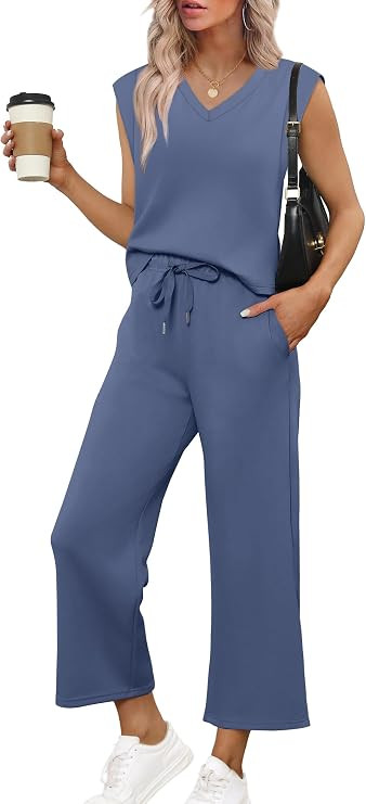 SAMPEEL Two Piece Sets for Women Summer Vacation Travel Outfits Business Casual Outfits Matching ... | Amazon (US)