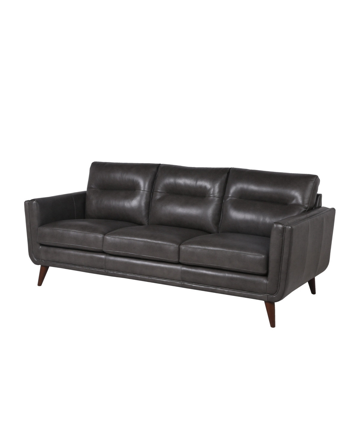 Nice Link Ava 84" Mid-Century Modern Leather Sofa - Charcoal Gray | Macy's