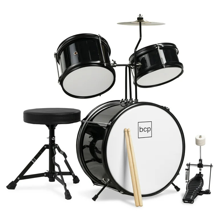 Best Choice Products Kids Beginner 3-Piece Drum, Musical Instrument Set w/ Sticks, Cushioned Stoo... | Walmart (US)
