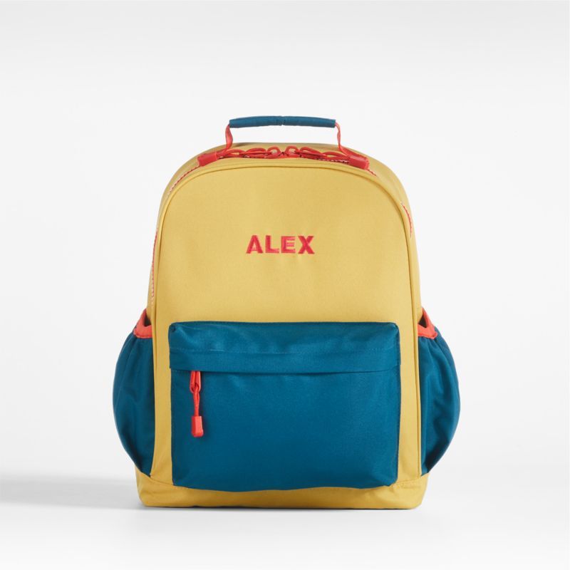 Medium Colorblock Kids Yellow and Green Backpack for School | Crate & Kids | Crate & Barrel