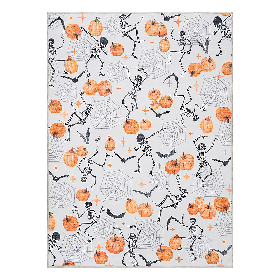 Haunted Living Halloween 2025 3 x 5 (ft) Loomed Skeletons Rectangular Indoor Machine washable Pet... | Lowe's