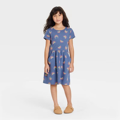 Girls' Printed Short Sleeve Knit Dress - Cat & Jack™ | Target