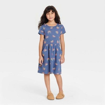 Girls' Printed Short Sleeve Knit Dress - Cat & Jack™ | Target