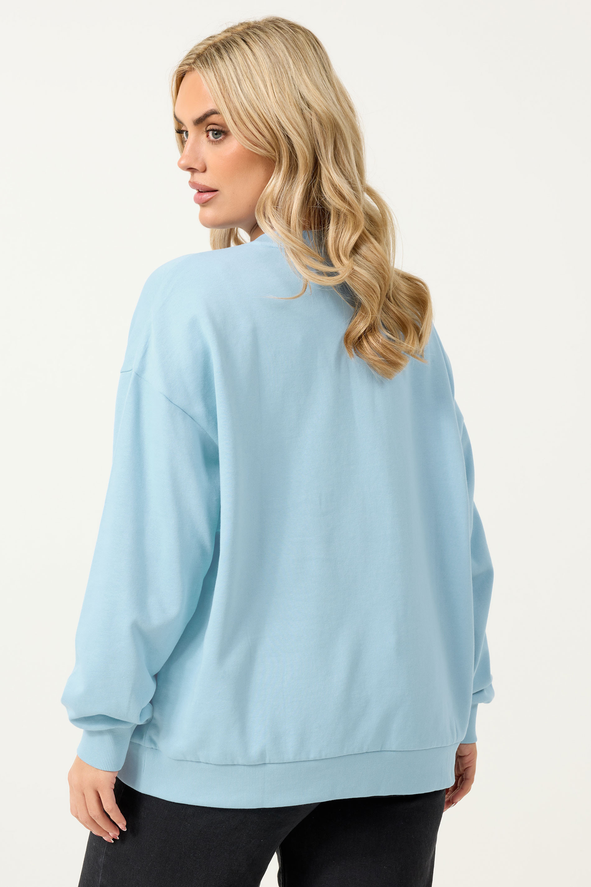 YOURS Plus Size Blue 'Cherie' Slogan Sweatshirt | Yours Clothing UK