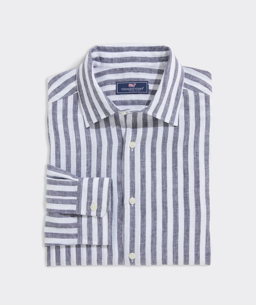 Linen Stripe Spread Collar Shirt | vineyard vines