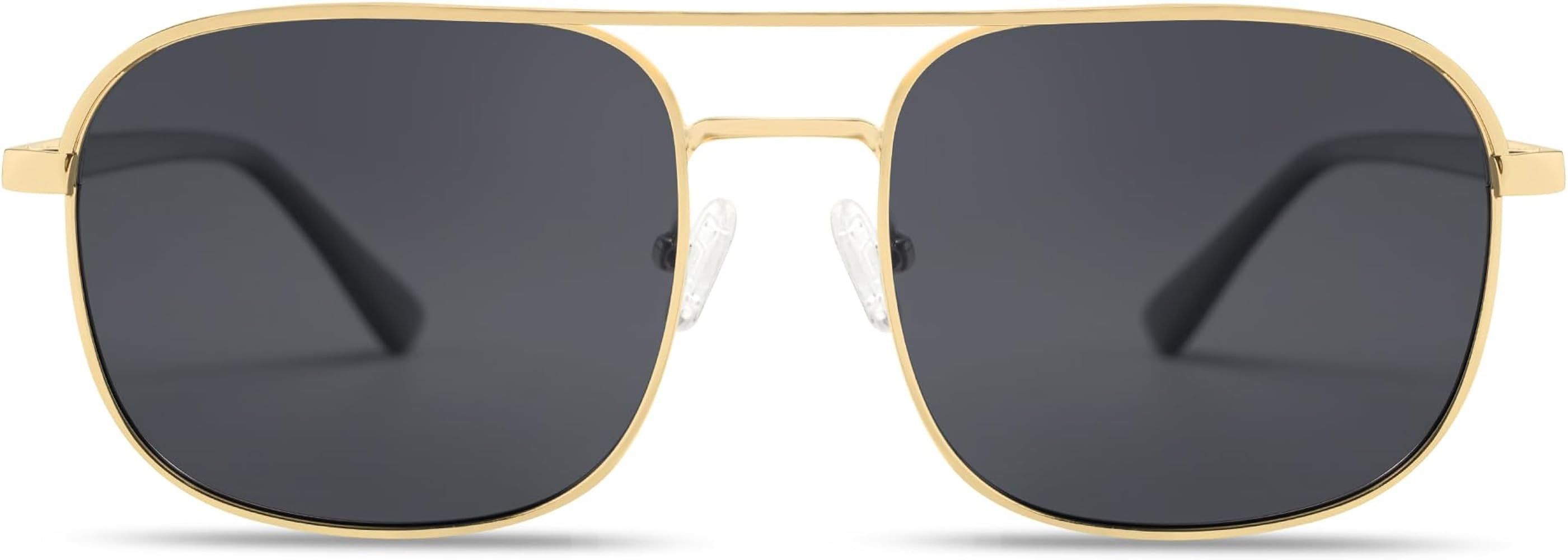 Retro Polarized Aviator Sunglasses for Women Men Classic 70s Square Metal Trendy Stylish Sun Glas... | Amazon (US)