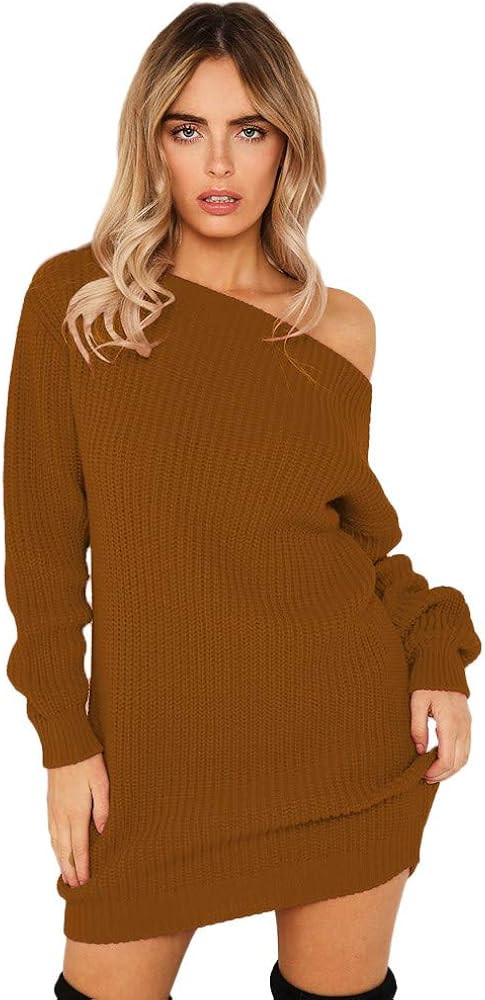 Kehen Women Sweaters Turtleneck Pullover Long Knit Fall Winter Sweater Jumper Tops Mini Dress | Amazon (US)