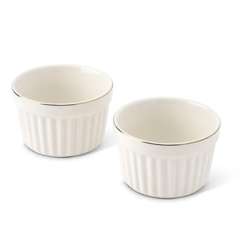 Thyme & Table 2-Piece Ramekin Set - White Ribbed | Walmart (US)