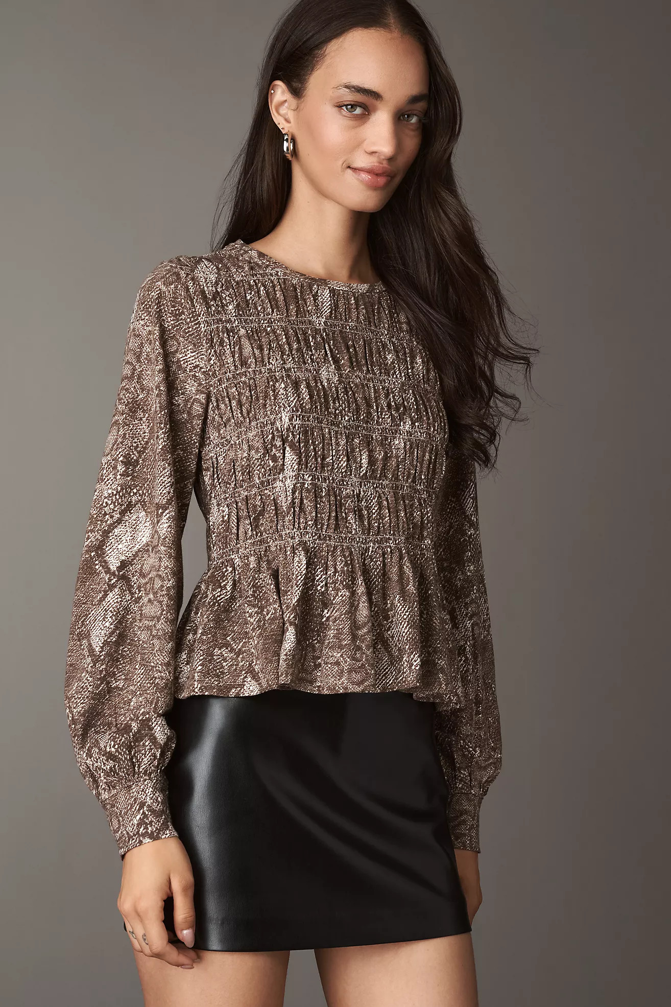 Pilcro Long-Sleeve Smocked Top | Anthropologie (US)