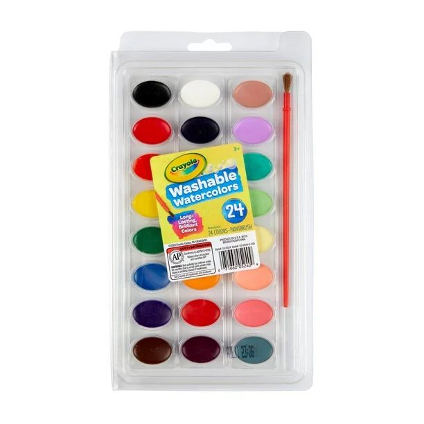 Crayola Washable Watercolor Paints, Paint Set for Kids, 24 Colors, Gifts for Kids | Walmart (US)