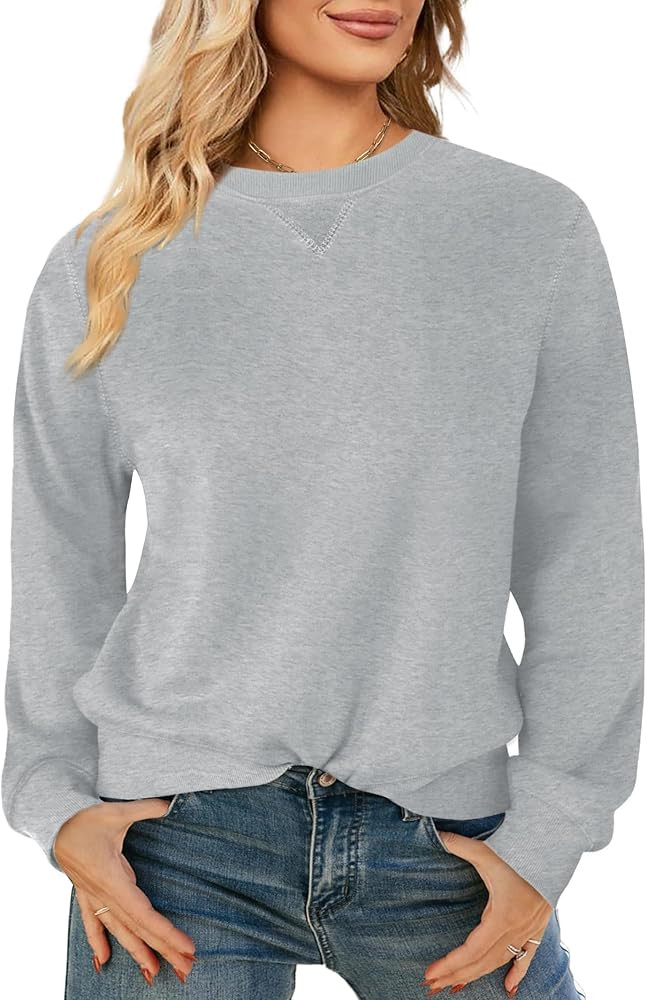 Elesomo Womens Sweatshirts Crew Neck Cotton Casual Long Sleeve Pullover Tops | Amazon (US)