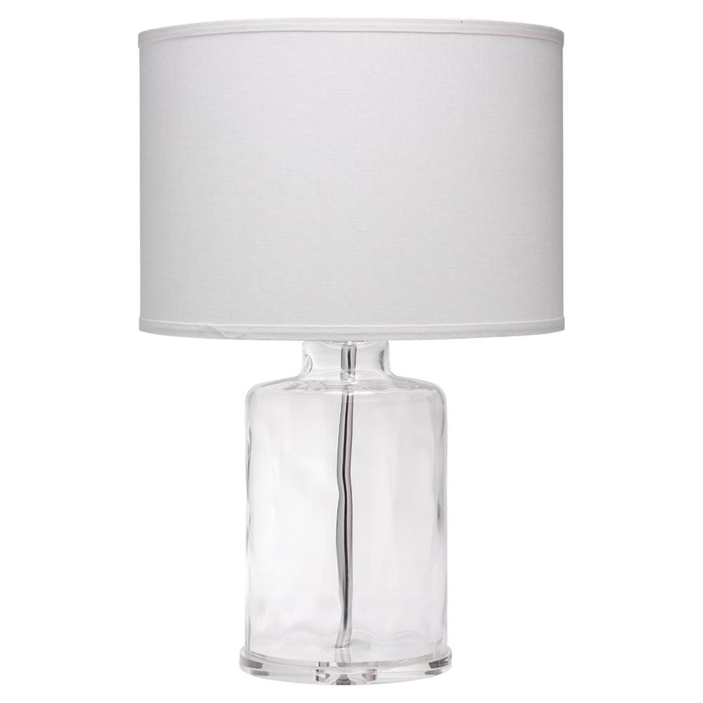 Sheila Coastal Beach White Linen Shade Clear Hammered Glass Table Lamp | Kathy Kuo Home
