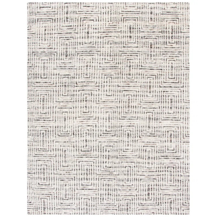 Adan Geometric Hand Knotted Wool/Cotton Ivory/Gray Area Rug | Wayfair Professional