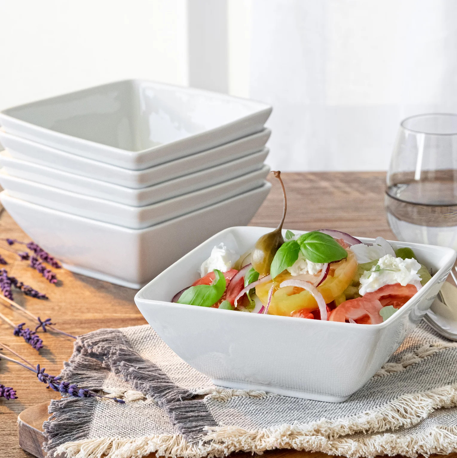 Better Homes & Gardens Porcelain Square Bowls, White, Set of 6 | Walmart (US)