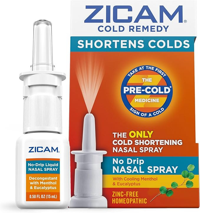 Zicam Cold Remedy No-Drip Nasal Spray with Cooling Menthol & Eucalyptus, Homeopathic, Zinc-Free, ... | Amazon (US)