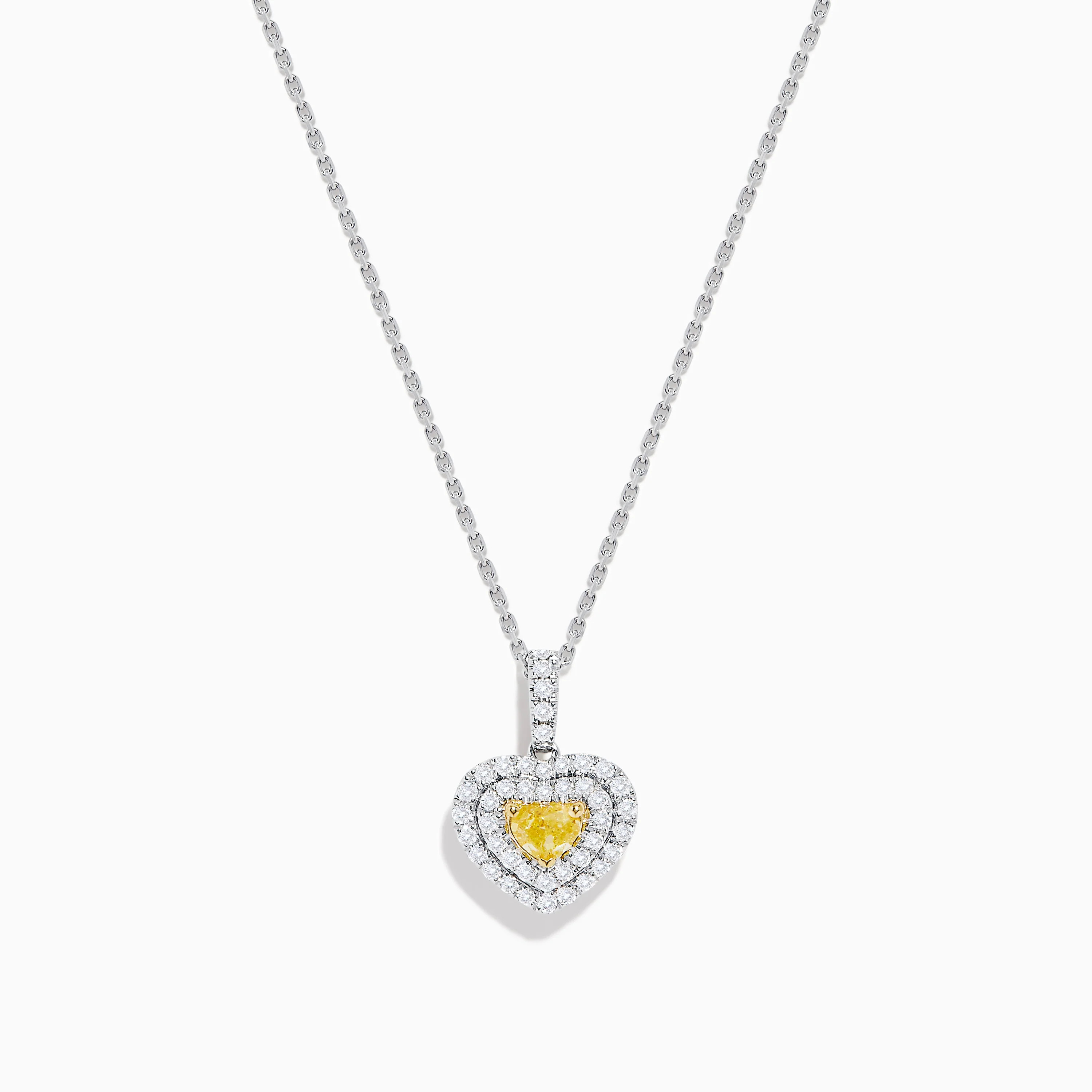 18K Two Tone Gold GIA Certified Yellow and White Diamond Heart Pendant | Effy Jewelry