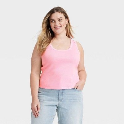 Women's Slim Fit Shrunken Rib Tank Top - Universal Thread™ Pink | Target