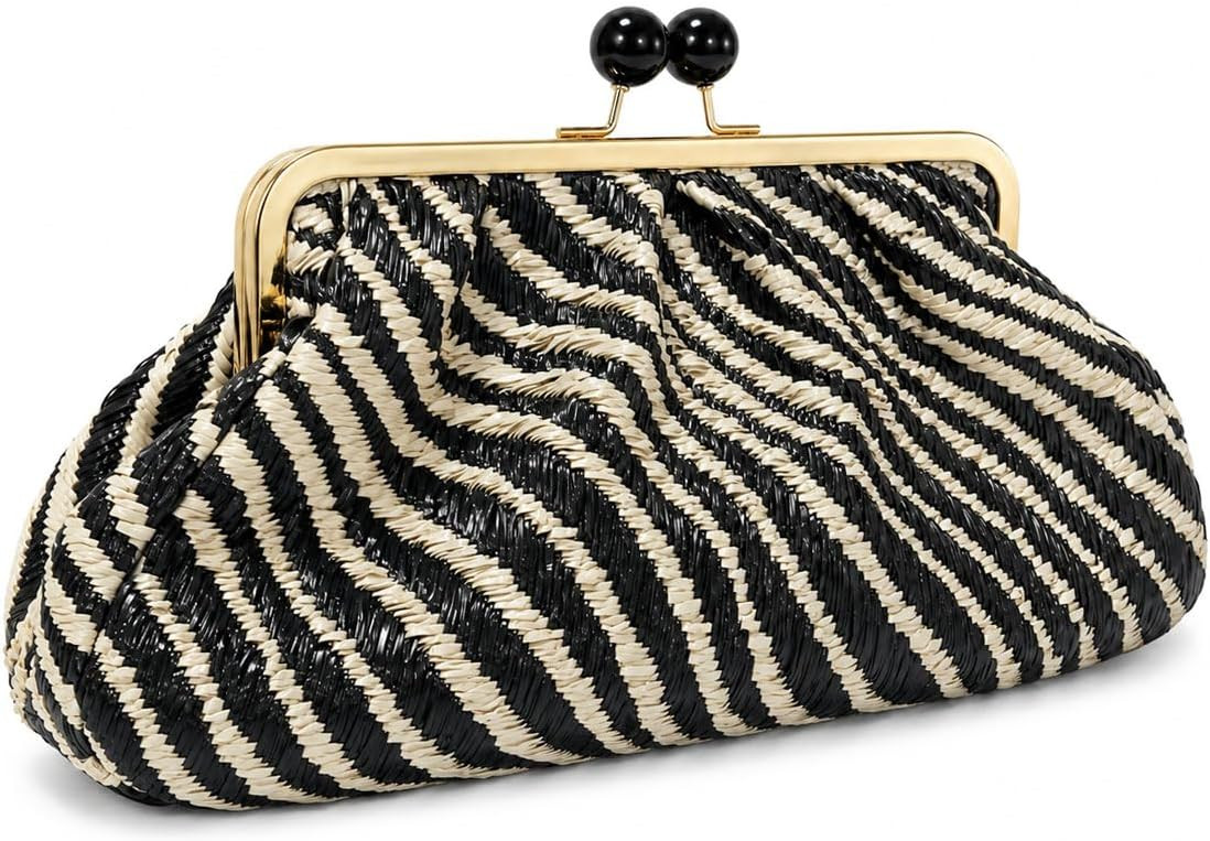 Straw Clutch Purse for Women, Classic Beach Clutch,Woven Summer Bag | Amazon (US)