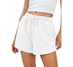 AUTOMET Womens Sweat Shorts Casual Summer Athletic Shorts Elastic Comfy Shorts High Waist Shorts Fal | Amazon (US)