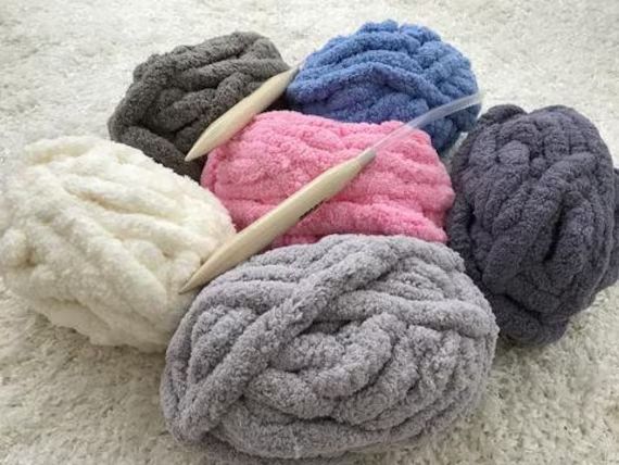 Jumbo Chenille Yarn, Chunky Chenille Yarn, Arm Knit Yarn, Baby Yarn | Etsy (US)