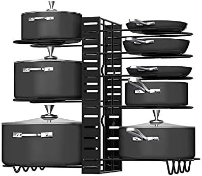 Pot Rack Organizers, G-TING 8 Tiers Pots and Pans Organizer, Adjustable Pot Lid Holders & Pan Rac... | Amazon (US)