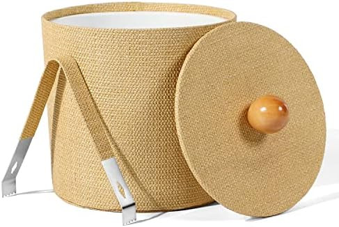 Sophinique Ice Bucket 3 Quart,Double Walled Ice Bucket with Tong, Insulated Faux Leather Ice Bucket, | Amazon (US)