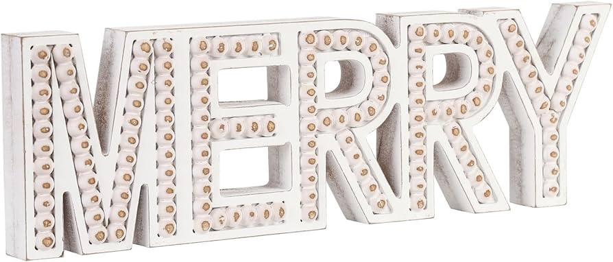 Merry Christmas Sign, Free Standing Wooden Small Christmas Centerpieces For Tables, Rustic Merry ... | Amazon (US)