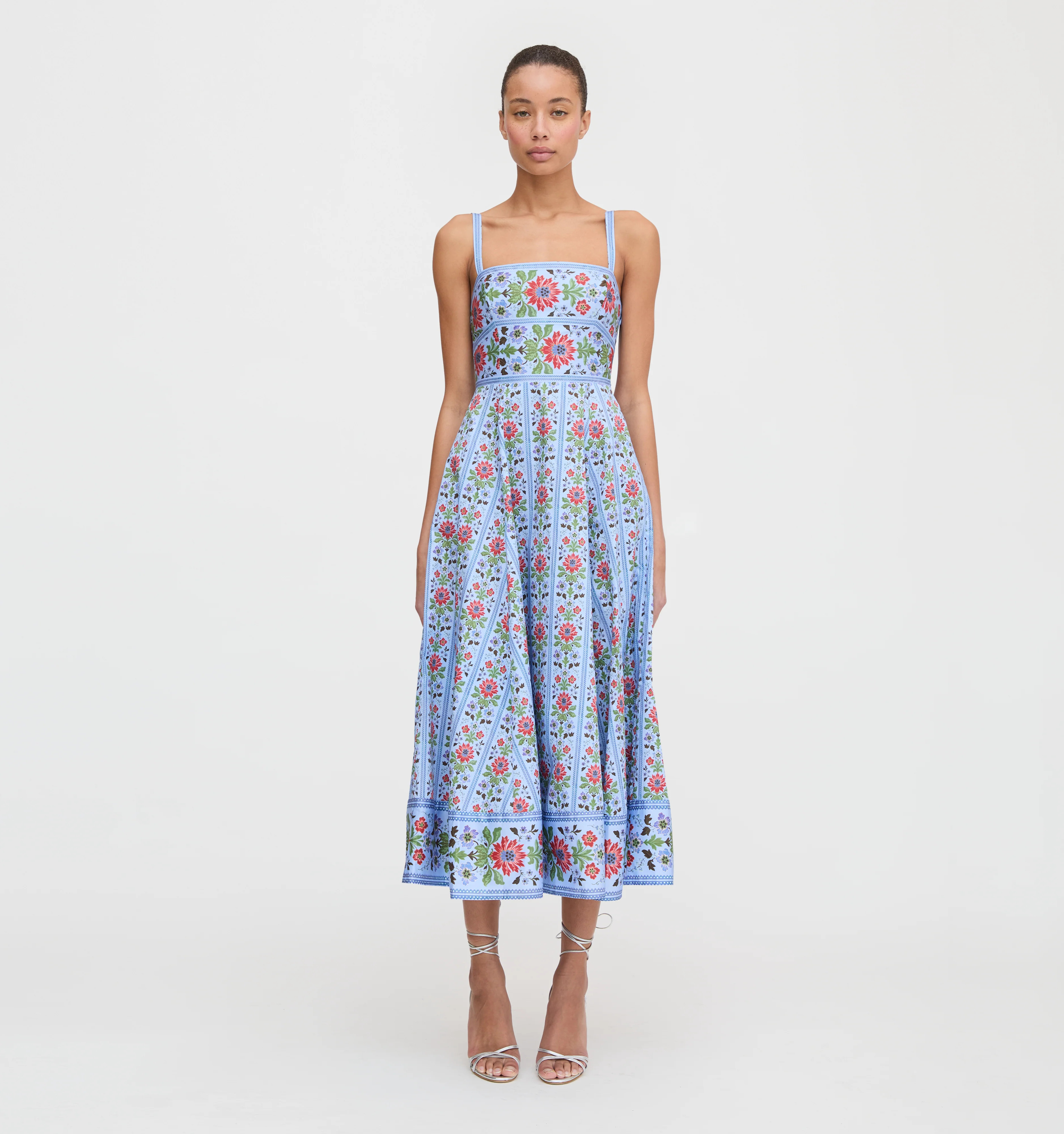 The Margot Dress - Blue Floral Block Stripe | Hill House Home US